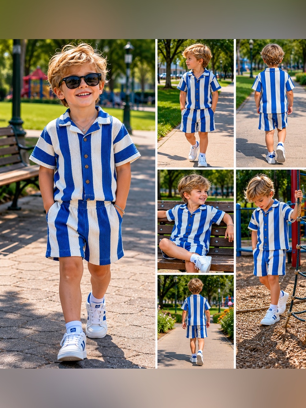 Grayson Mini 3T 2pc Outfit Set Stripe Top Shorts Kids Summer Casual Set